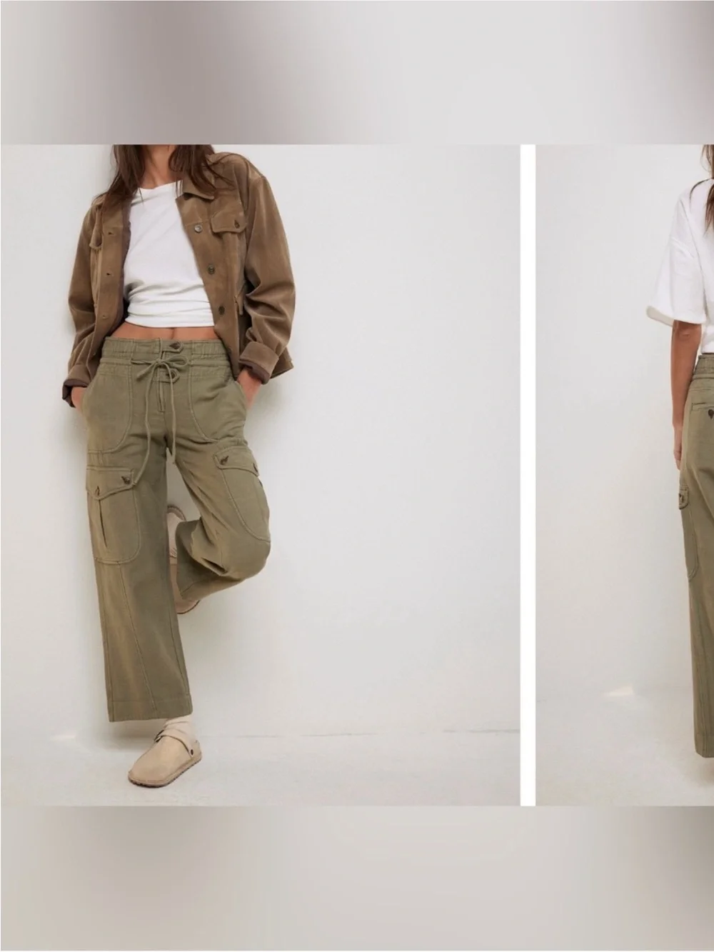 NWOT Free People We The Free Park Ave Pull-On Cargo Pants - adventurer green - L